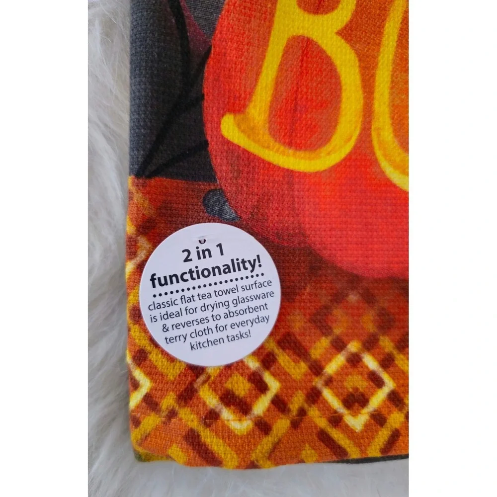 Kitchen Towel Halloween Kay Dee Designs‎ Stacked Pumpkins Cat Boo NWT